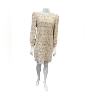 Eliza J Dress Lace Floral Creme Longsleeve Size 14